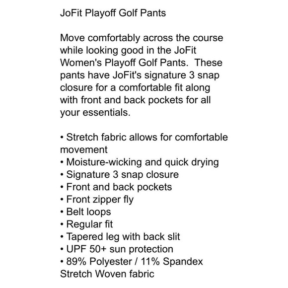 JoFit Playoff Golf Pants  Women's 16  Activewear  Back Slit  Navy / White Check - Picture 12 of 14